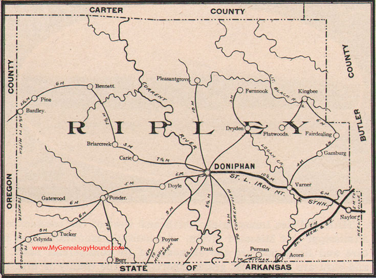 1904 Map of Ripley County, MO